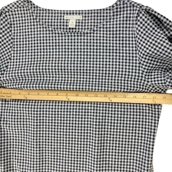 C Est 1946 Dress Womens Size Medium Black White Gingham Print Puff Shoulder Midi - Picture 9 of 13